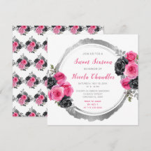 Flores Elegantes Rosa Quente e Silver Doce Dezesse
