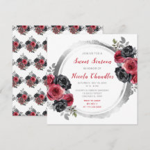 Flores Elegantes Vermelhas e Prateadas Sweet Sixte