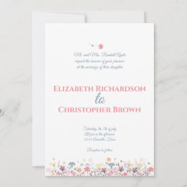 Convite Flores em Aquarela Casamento Organizado pelos Pais