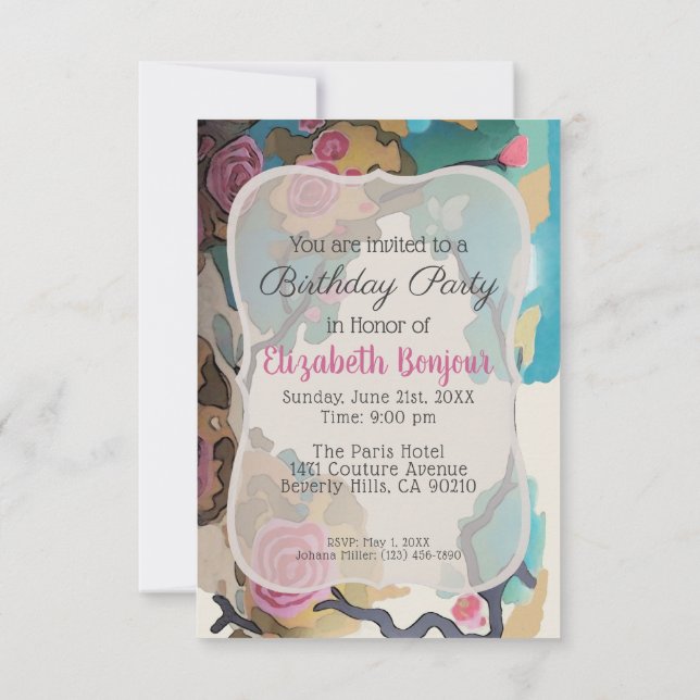 Convite Flores em Aquarela OPÇÕES DE PAPEL & TAMANHO - RSV (Verso)