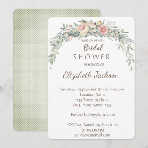 Convite Flores em Aquarela, Pontos Bridal Shower