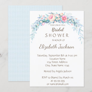 Convite Flores em Aquarela Pontos Bridal Shower