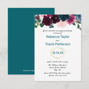 Convite Flores em Flor Teal Vert - Festa de Engajamento 3x