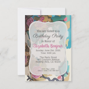 Convite Flores em PAPEL de Aquarela e OPÇÕES DE TAMANHO - 