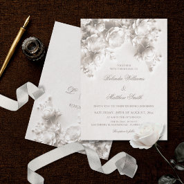 Convite Flores esculpidas em marfim Rosas 3D Casamento