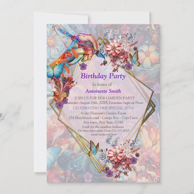 Convite Flores Fantásticas de Pintura expressando a nature (Frente)