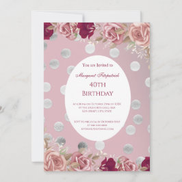 Convite Flores Festa de aniversário de Rosas Brancas Verme