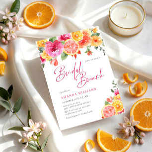 Convite Flores Festivas Brilhantes Citros Florais Bridal B