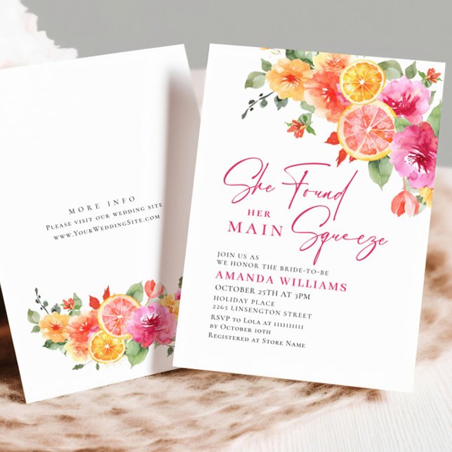 Convite Flores Festivas Brilhantes Citros Florais Bridal B (Criador carregado)