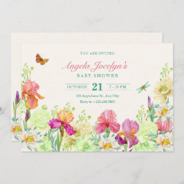 Convite Flores florescem chá de fraldas