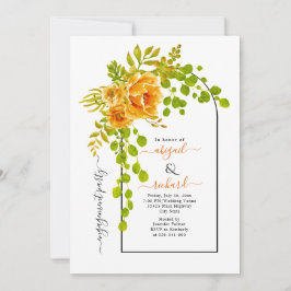 Convite Flores laranja e arco festa de noivado casamento