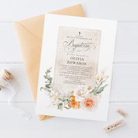 Flores Laranja e Branca - Batismo Elegante