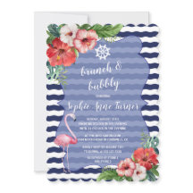 Flores Luau Flamingo Marinho Stripes Brunch e Bubb