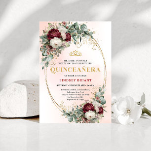 Convite Flores Macias de Marsala Dourado Aniversário de 15