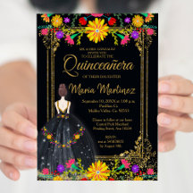 Flores mexicanas com Quinceañera Dourada