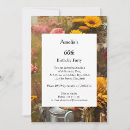 Convite Flores modernas da Festa de aniversário da fazenda