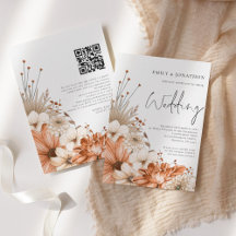 Flores Modernas de Outono Código QR Casamento Scri