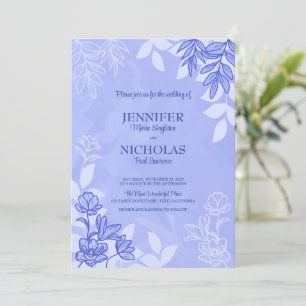 Convite Flores Modernas e Folhas de Ornamento para Casamen