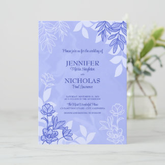 Convite Flores Modernas e Folhas de Ornamento para Casamen