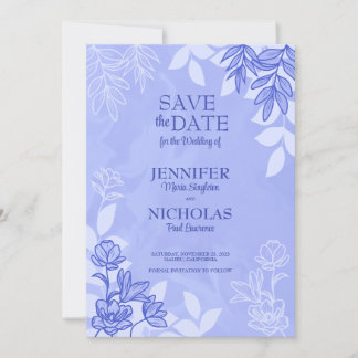 Convite Flores Modernas e Folhas de Ornamento para Casamen