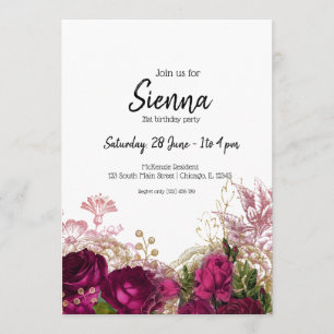 Convite Flores Modernas Glam Chic para todas as ocasiões