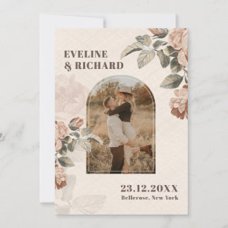 Convite Flores modernas Terracotta ganchos verdes