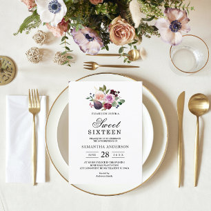 Convite Flores Moody & Rustic Burgundy Watercolor & Berry