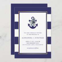 Flores Náuticas | Marinho Blue Floral Stripe Wedes