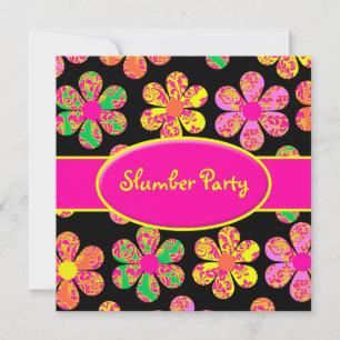 Convite Flores Neon Damask