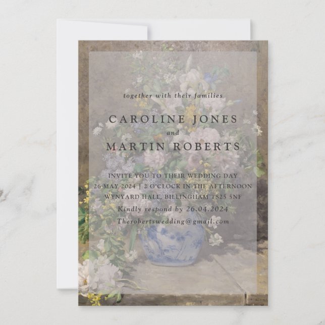 Convite Flores num vaso. Óleo de safra na canvas. Belas ar (Frente)