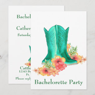 Convite Flores ocidentais Bachelorette das botas de