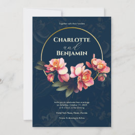 Convite Flores Orquídeas Rosa | Quadro redondo | Casamento