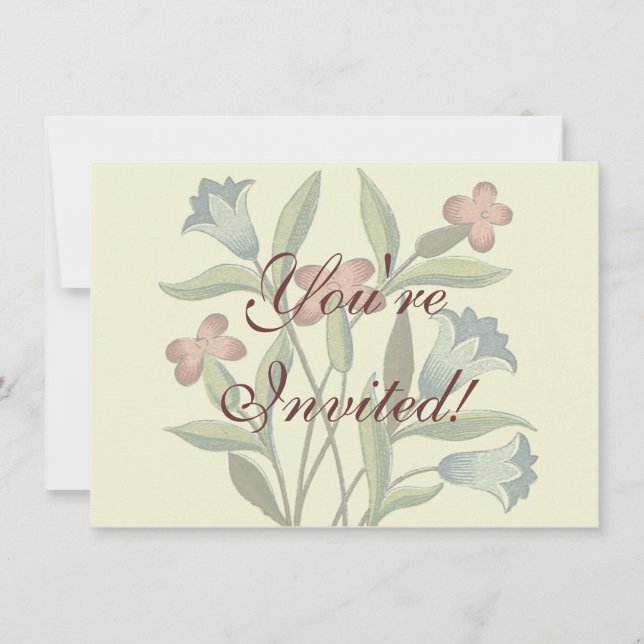 Convite Flores Papel de Carteira Floral Art Nouveau Bonito (Frente)