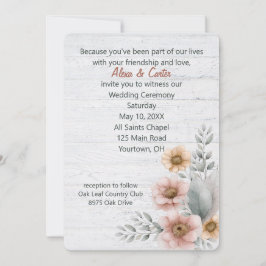 Convite Flores para casamentos De Aquarelas Na Madeira