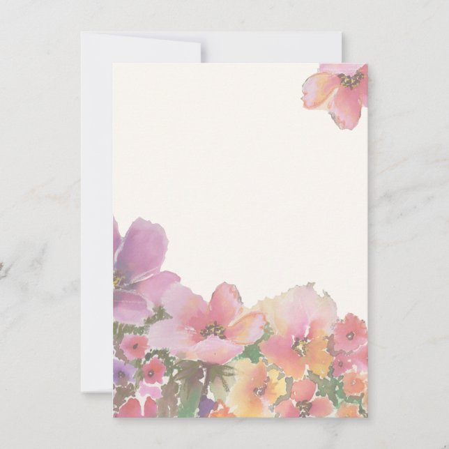 Convite Flores para casamentos românticas da aguarela (Frente)