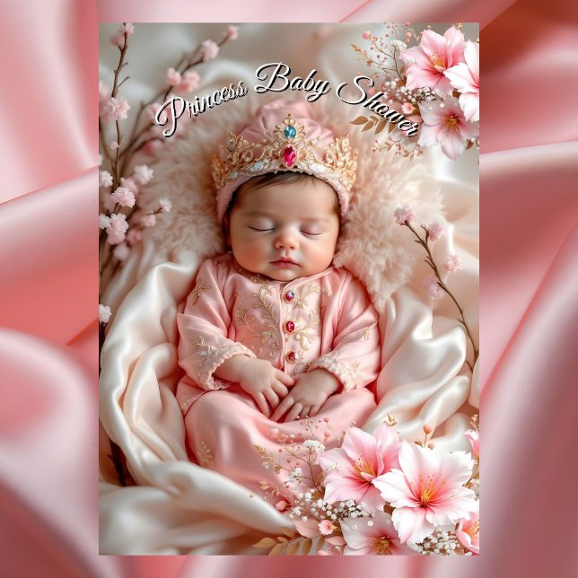 Convite Flores para Chá de Bebê Menina Rosa Princesa (Criador carregado)