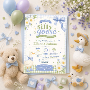 Convite Flores para Chá de Bebê Silly Goose sem Gênero
