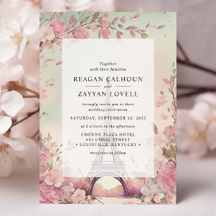 Convite Flores Parisiense Torre Eiffel Casamento em Paris