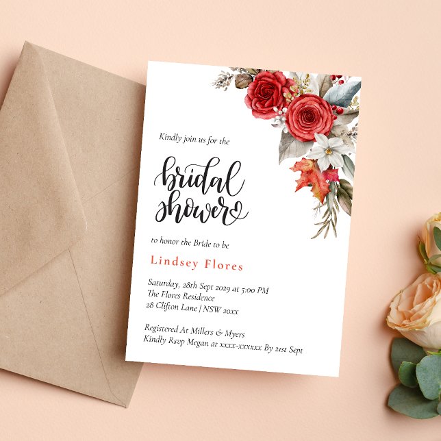 Convite Flores Personalizadas de Greenery Rosa para Chá de (Personalized bridal shower floral rose greenery invitation adds fresh romantic charm to celebrations)