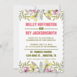 Convite flores pintadas à mão