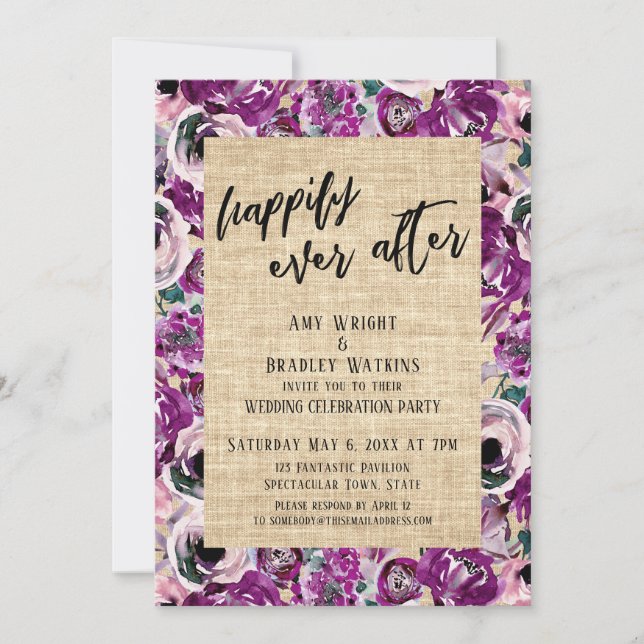 Convite Flores Pintadas de Rosa Bucólico Felizes para Semp (Frente)