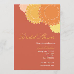 Convite Flores Pontilhadas - Laranja, Amarelo