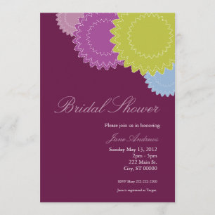 Convite Flores Pontilhadas - Roxo, Verde, Azul