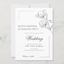 Convite Flores popias, casamento simples e elegante