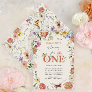 Convite Flores Prensadas de 1º Aniversário Está Fazendo Um