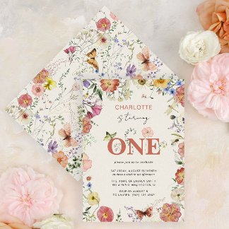 Convite Flores Prensadas de 1º Aniversário Está Fazendo Um