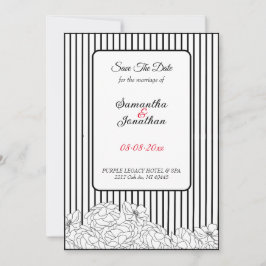Convite Flores Pretas e Brancas em faixas Salvar a Data