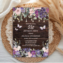 Flores Púrpuras Borboletas Madeira Rústica 21 ruas