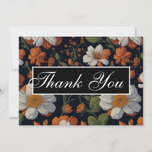 Convite Flores retro elegantes, brancas e sofisticadas, co (Frente)