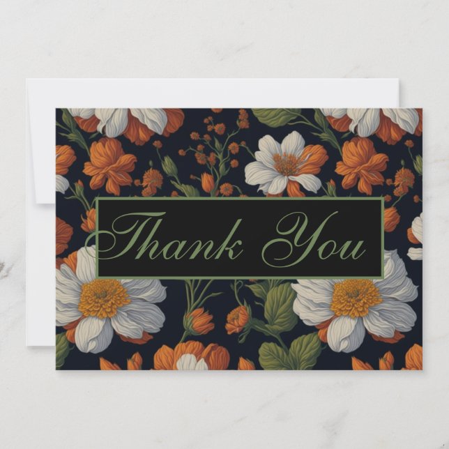 Convite Flores retro elegantes, brancas e sofisticadas, co (Frente)